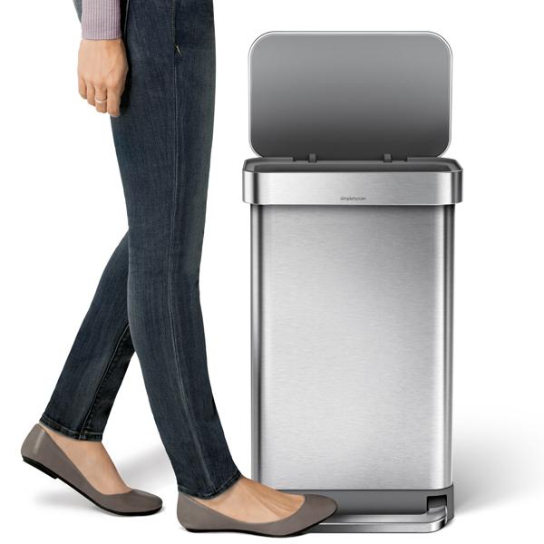 シンプルヒューマン レクタンギュラーステップカン 30L シルバー simplehuman DUAL COMPARTMENT STEP CAN / シンプルヒューマン