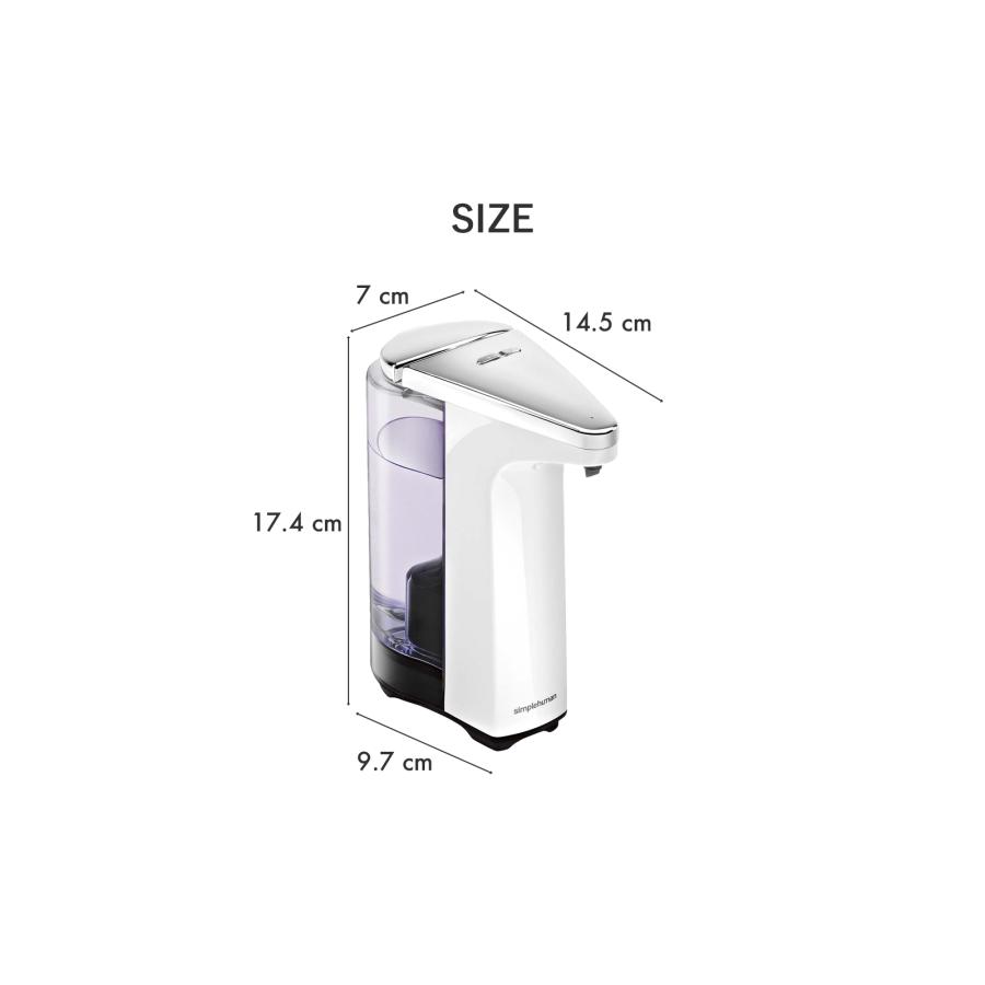 【正規品】【正規販売店】 simplehuman シンプルヒューマン 電池式センサーポンプ ホワイト ST1018 ディスペンサー 洗剤 自動 オート 清潔 キッチン｜yamayuu｜02