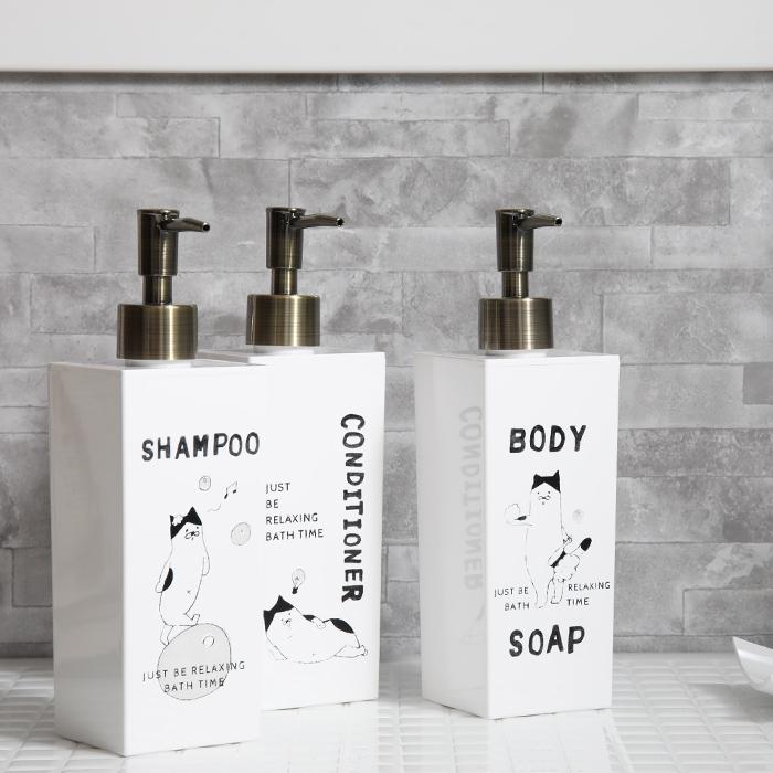 加猫さん ソープディスペンサー 単品 シャンプーボトル コンディショナー ボディソープ 詰め替えボトル ディスペンサーボトル 猫 イラスト 日本製 Sj Kaneko D くらしのもり 通販 Yahoo ショッピング