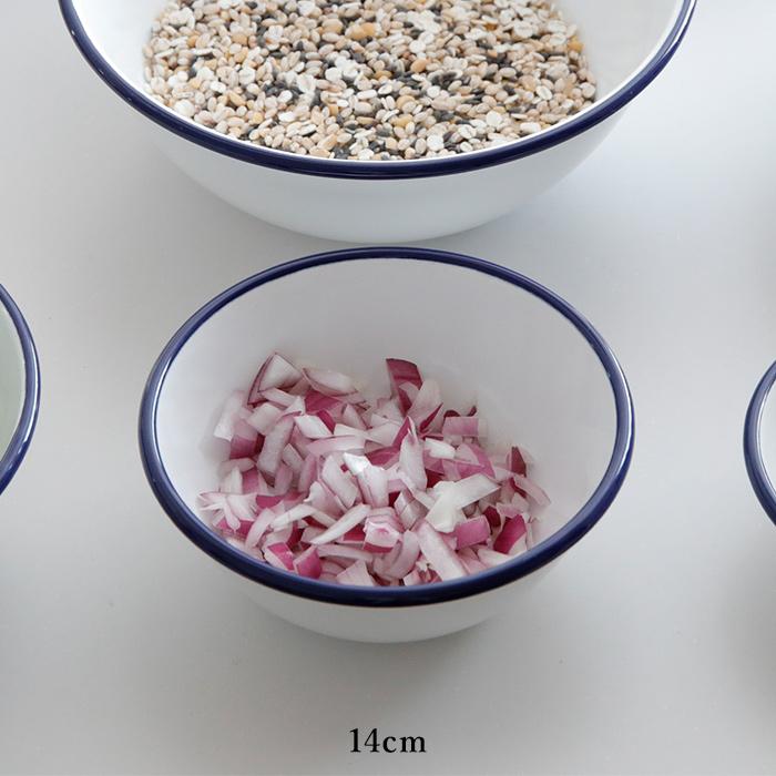 未使用品☆月兎印　ホーロー　ボウル６点セット　ブルーライン tsuki-bowl12_04.jpg