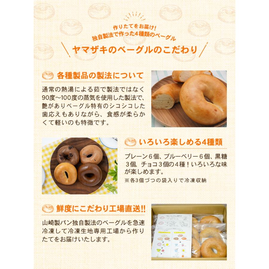 ヤマザキ パン ベーグル 冷凍 11月12日 木曜発送 詰め合わせ 4種類 18