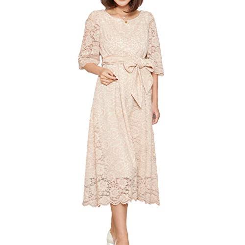 100 の保証 Sweet Mommy マタニティワンピース 授乳服 総レース ロングドレス フォーマル 結婚式 Aタイプ 総レースピンクベージュ L 春夏新色 Unreditora Unr Edu Ar