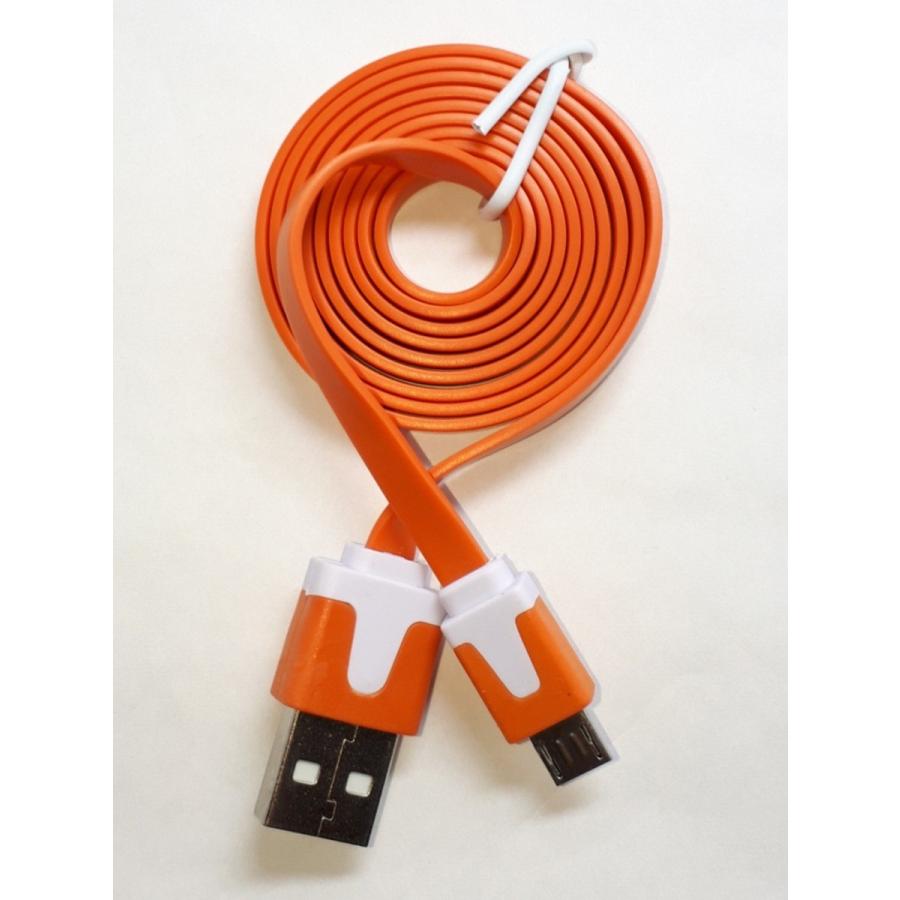 micro USBケーブル フラットタイプ 1m オレンジ色 3本セット [メール便送料無料] microusbcable11m