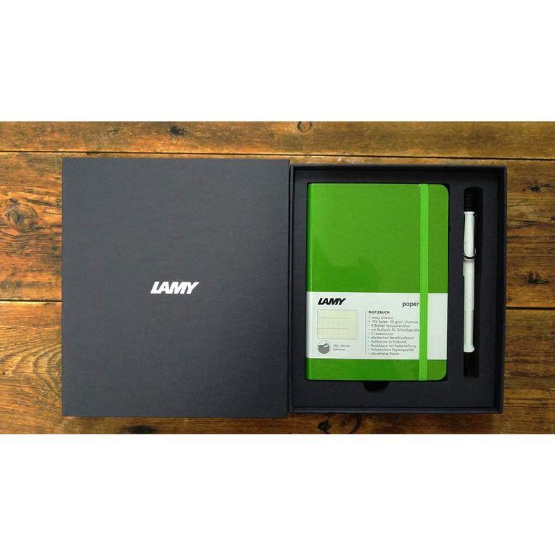 新入学 お祝い プレゼント LAMY ラミー ペン&ペーバーギフトセット サファリ 油性ボールペンホワイト ブラッククリップ/ノート Sグ｜yammy-yammy｜02