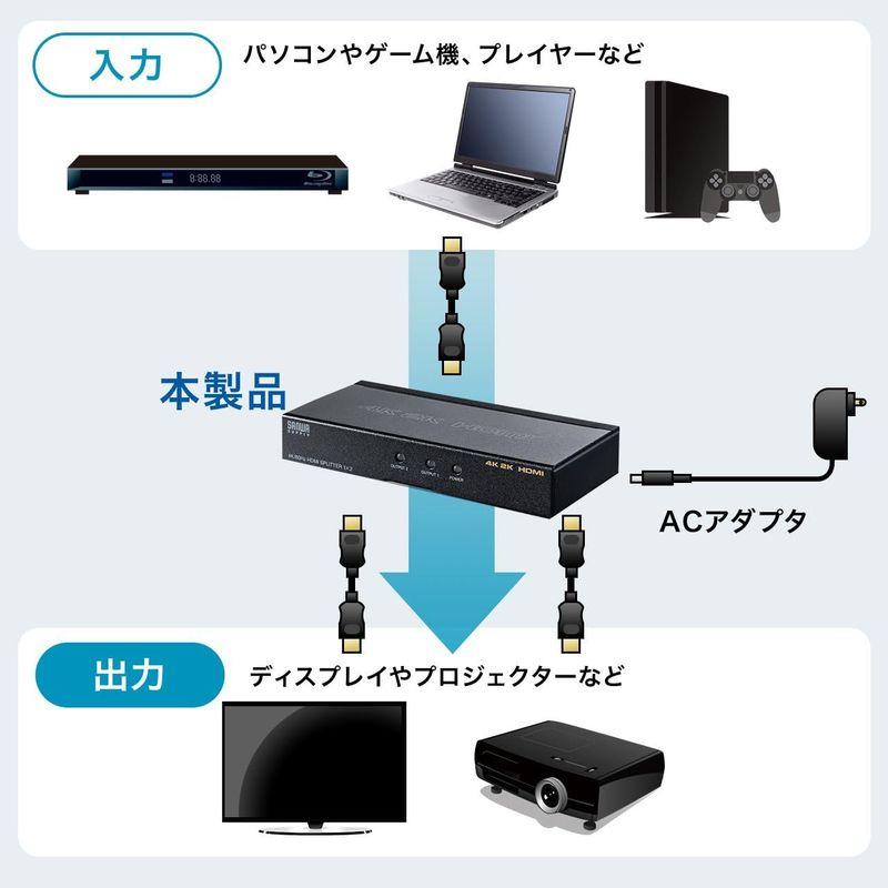 サンワダイレクト HDMI分配器 1入力2出力 同時出力 4K / 60Hz 対応 HDCP2.2対応 400-VGA013｜yammy-yammy｜07