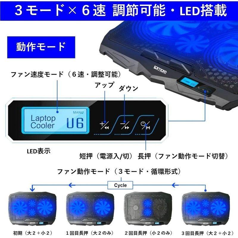 Lamore 2020版 世界で10万台販売 強冷 超 静音 ノートPCクーラー 大型 冷却ファン ノートパソコン 冷却パッド 冷却台｜yammy-yammy｜06