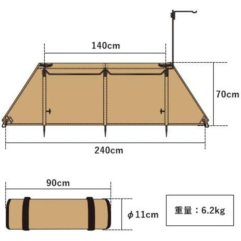 クイックキャンプ 焚火陣幕-homura サンド QC-WS コットン キャンプ アウトドア アイアン 焚火 防風 風よけ ウィンドスク｜yammy-yammy｜03