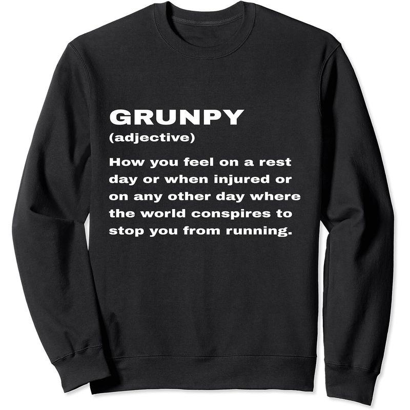 ファッションなデザイン 面白い不機嫌そうな定義ランナー意味ランニングユーモアギフト Funny Grunpy Definition Runner トレーナー