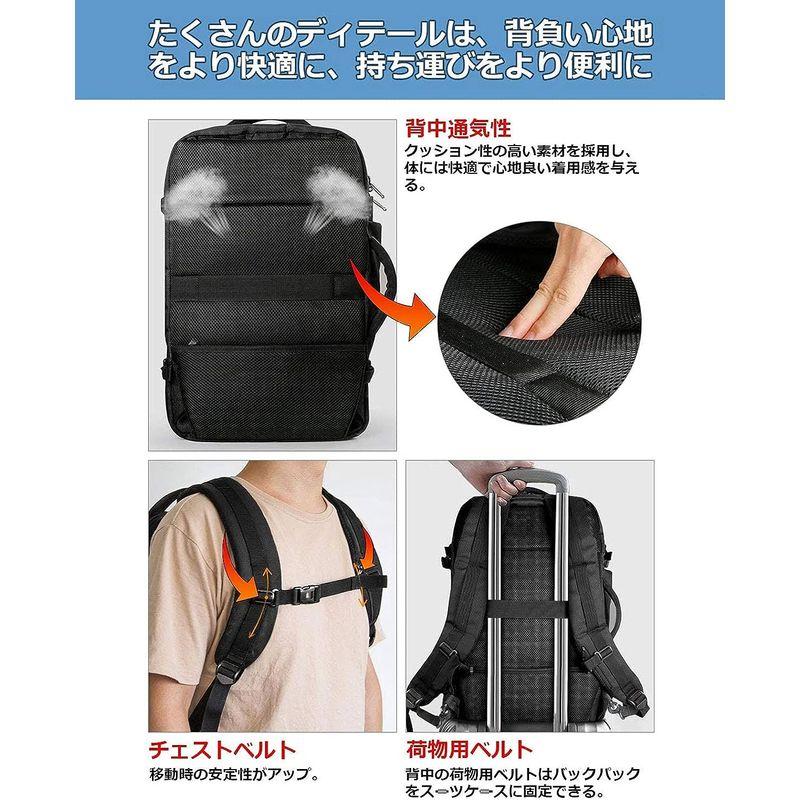 Inateck 40L ビジネス リュック 旅行 リュック 軽い 3way バックパック 機内持ち込み 収納力 出張 撥水加工 盗難防止 1｜yammy-yammy｜03