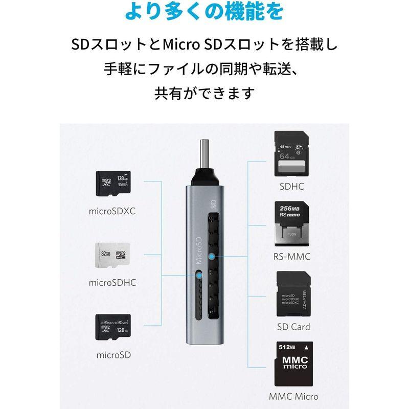 Anker USB-C 2-in-1 カードリーダーSDXC / SDHC / SD / MMC / RS-MMC / microSDXC｜yammy-yammy｜02