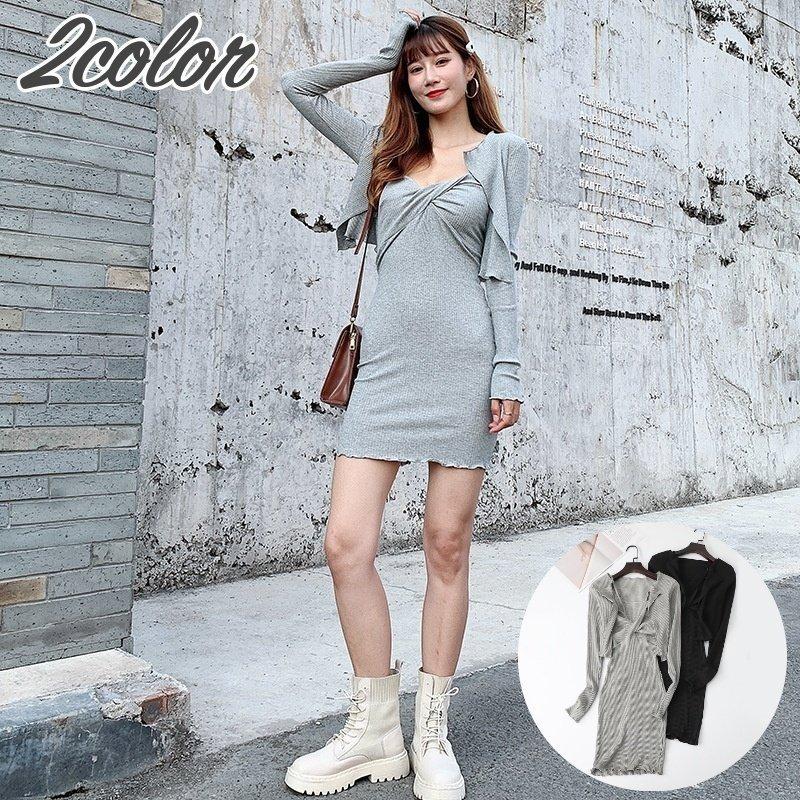 セットアップ ツーピース ワンピース カーディガン レディース 女性 タイトワンピース ノースリーブ ショート丈 羽織り 長袖 薄手 お洒落 かわいい De ヤナストア 通販 Yahoo ショッピング