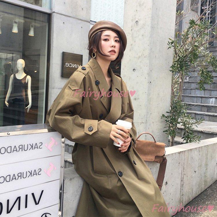 2種類選べる トレンチコート レディース 40代 ロング丈ジャケットカーキ スプリングコート 春コート 薄手アウター 秋服 カジュアル韓国風 バーカー 30代 50代 大きいサイズ Hanagrocare Com