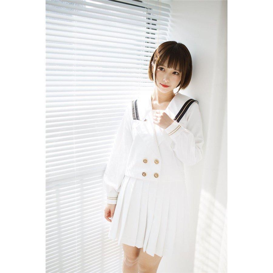感謝価格 セーラー服 長袖 白 女子制服 単品 セット 学生服 高品質 女子高校生 コスチューム Jk制服 可愛い 前開き コスプレ 学園祭 文化祭 仮装 本格制服