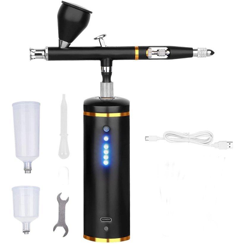 激安正規品 1500mah電池 最新モテル エアブラシ 自動電源 Diy 塗装工具 模型 絵画 プラモデル コンプレッサー エア調整バルブ付 Usb充電式 口径0 3mm オートスイッチ スプレーガン エアーブラシ カラー レッド Raffles Mn