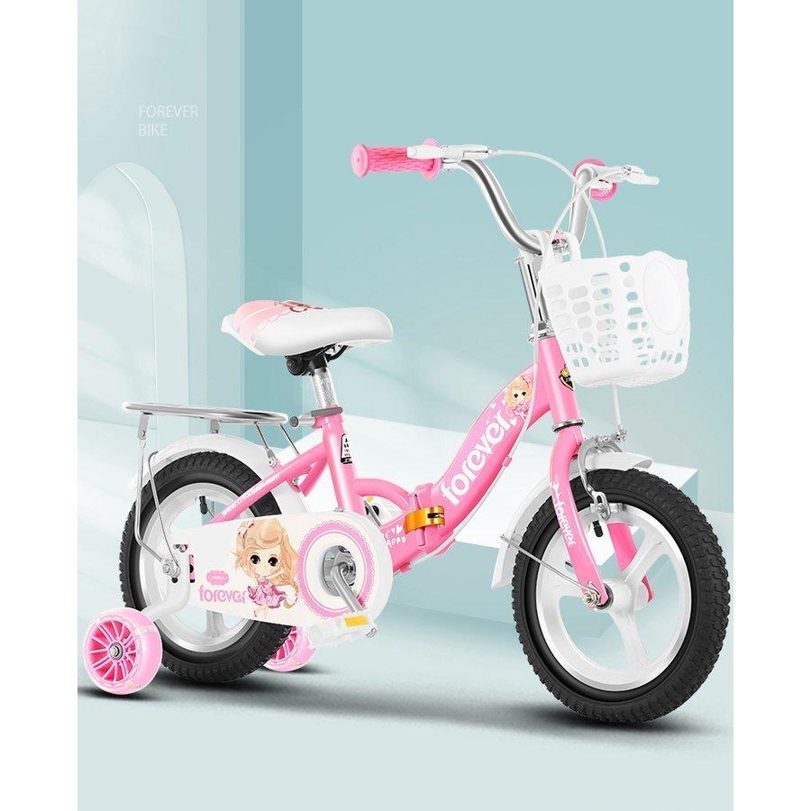 子供自転車 お姫様気分 森ガール 可愛い 補助輪付き カゴ付き 組み立て式 お誕生日 プレゼント 幼児 小学生