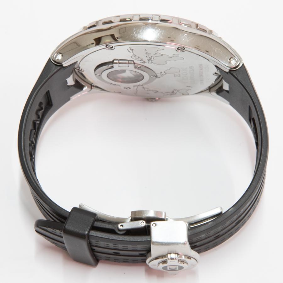 中古　EDOX グランドオーシャン GMT 93004-3-AIN SS 白文字盤 ラバーバンド メンズ腕時計｜yanada｜04