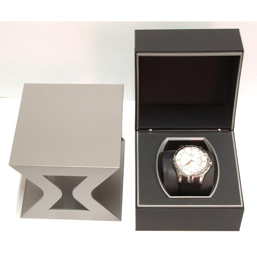 中古　EDOX グランドオーシャン GMT 93004-3-AIN SS 白文字盤 ラバーバンド メンズ腕時計｜yanada｜09