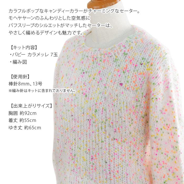 編み物 キット 毛糸 / Puppy(パピー) カラメッレで編むパフスリーブセーターのキットの画像