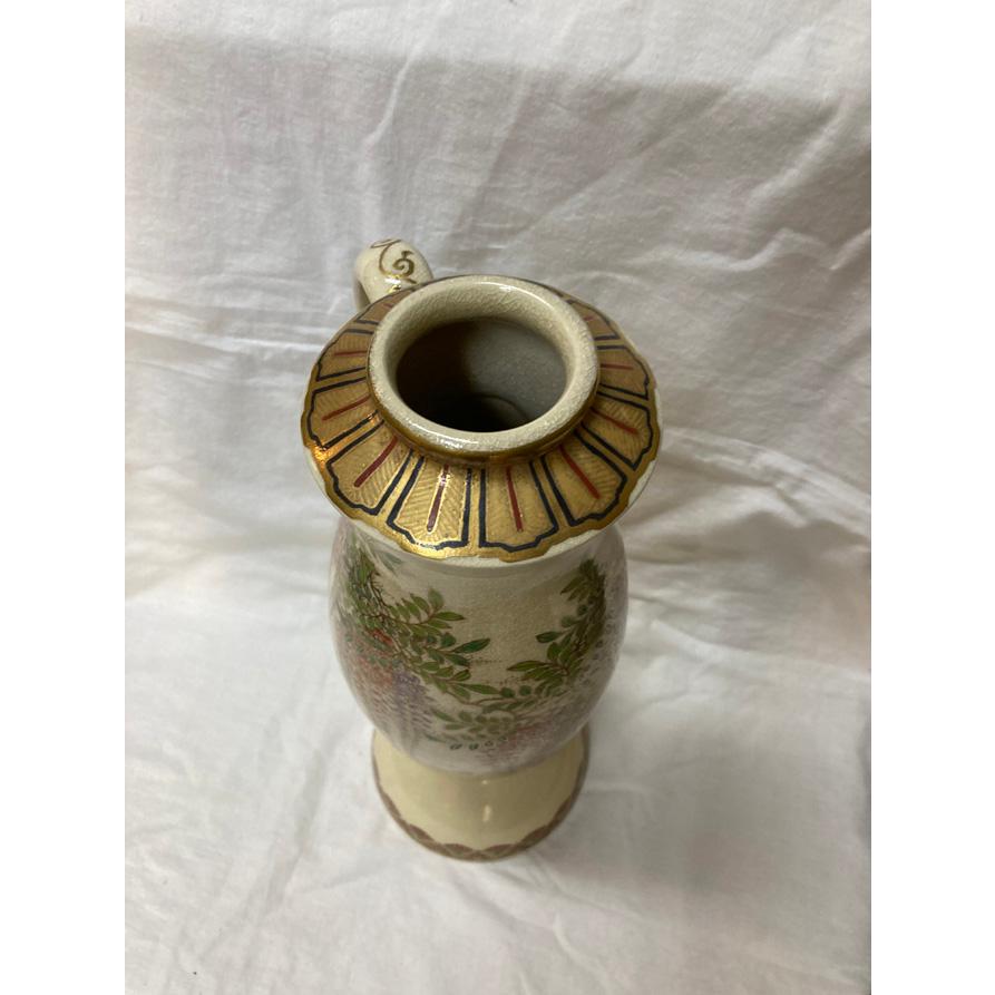 白薩摩焼花瓶 薩摩焼 大辻朝日堂 花瓶 鳳凰牡丹図 25cm 金襴手 白薩摩
