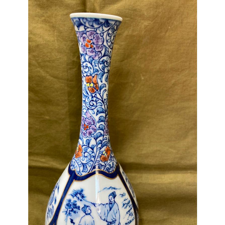 1139 香蘭社 金彩 グリーン白い蝶 花瓶 未使用 花瓶1|有田焼の老舗-香蘭社