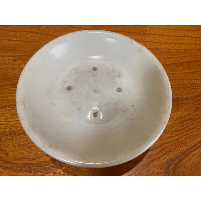 灰青釉 高台皿（磁器質）（李朝祭器系） 日本 古道具李朝高台