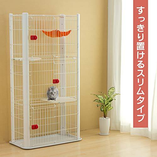 アイリスオーヤマ スリムケージ 3段 ホワイト 猫用・多頭飼い 高さ170×幅91×奥行50cm ホワイト 3段 高さ170×幅91×奥行50cm