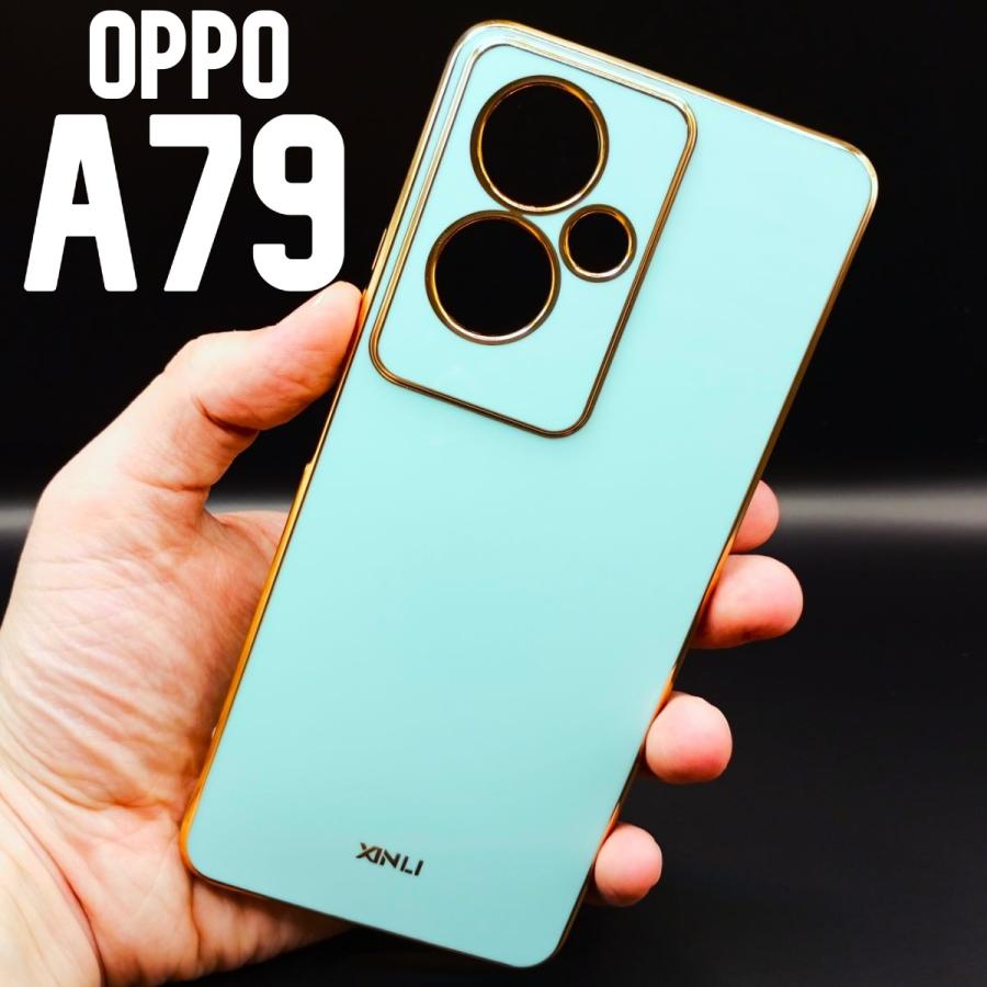 Oppo A79 5Gスマートフォン ミントグリーン ケース付き SoftBank SELECTION 耐衝撃 抗菌 クリアソフトケース for OPPO