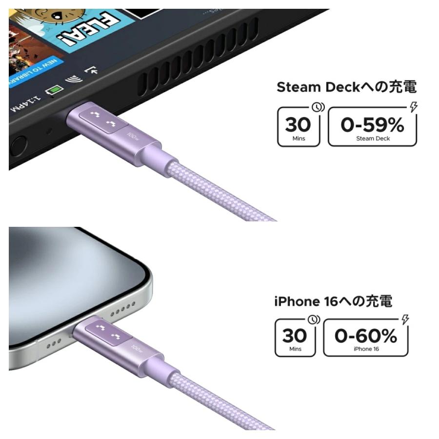 UGREEN Uno 100W USB Cケーブル 1m iPhone 充電ケーブル PD3.0 100W/5A iPhone 17 16 急速充電 LED 笑顔可視化 面白い Type-C USB C to C コード 高耐久性 |  | 14