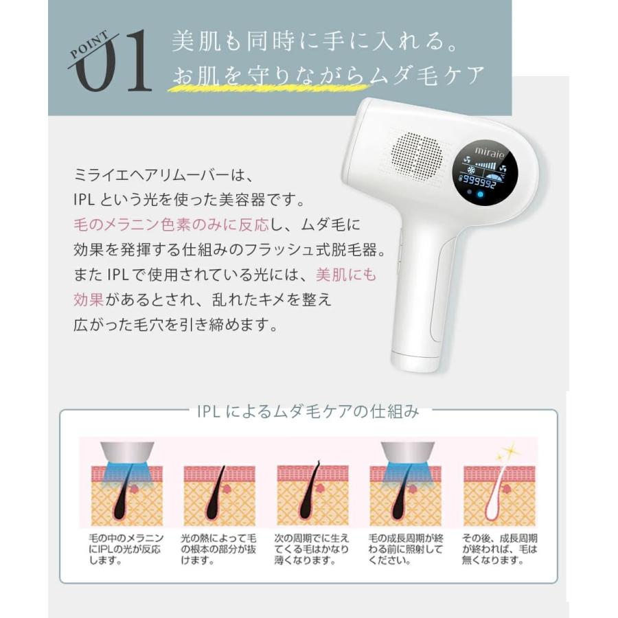 光脱毛器 99万発 光美容器 VIO フラッシュ IPL 家庭用 メンズ ミライエ