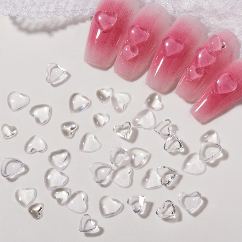 Petitor ネイルパーツ うるうるハート クリアハート サイズ選べる 立体