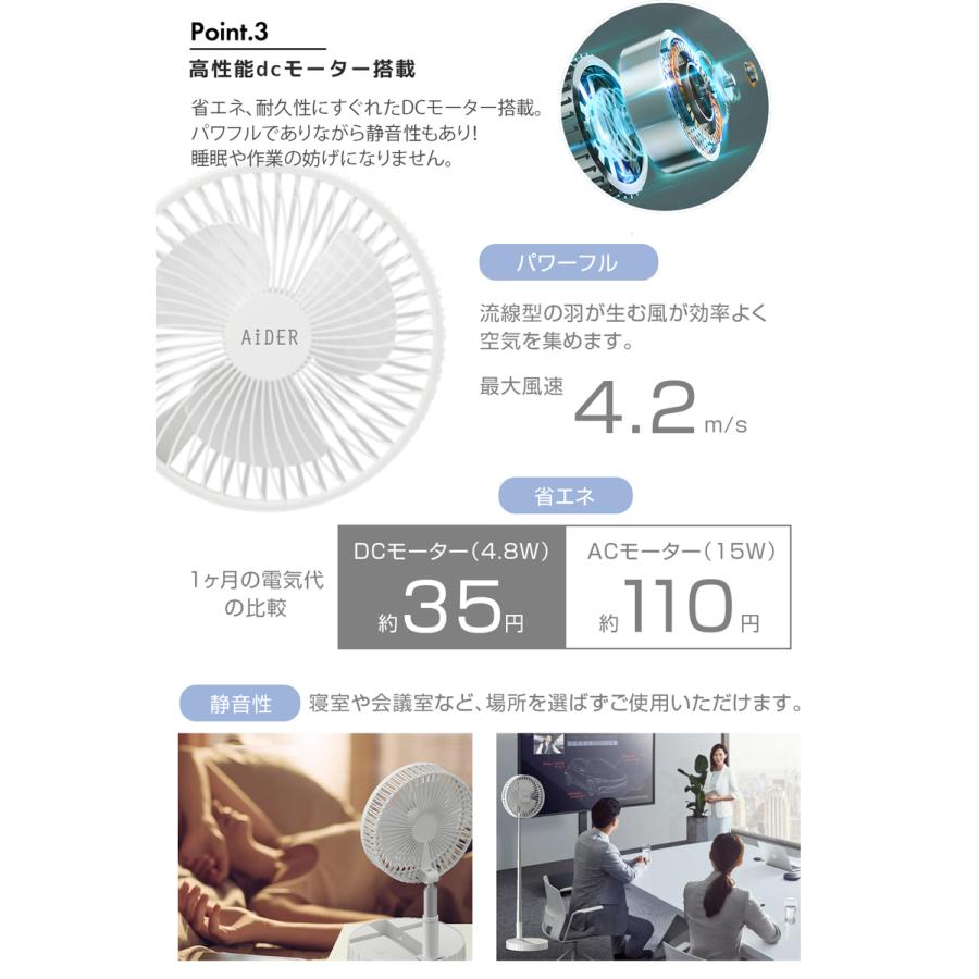 熱中症対策 リビング 折りたたみ 扇風機  卓上 強風 バッテリー内蔵 7200mAh USB充電 コンパクト 軽量 卓上 宅内 オフィス  折り畳み式 |  | 09