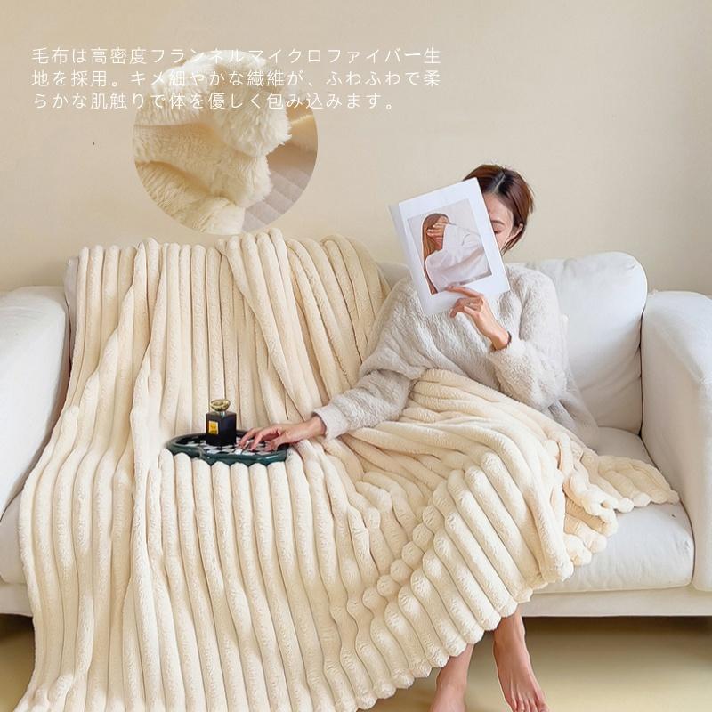 毛布 ブランケット 厚手 大判 掛け布団 シングル ダブル もこもこ