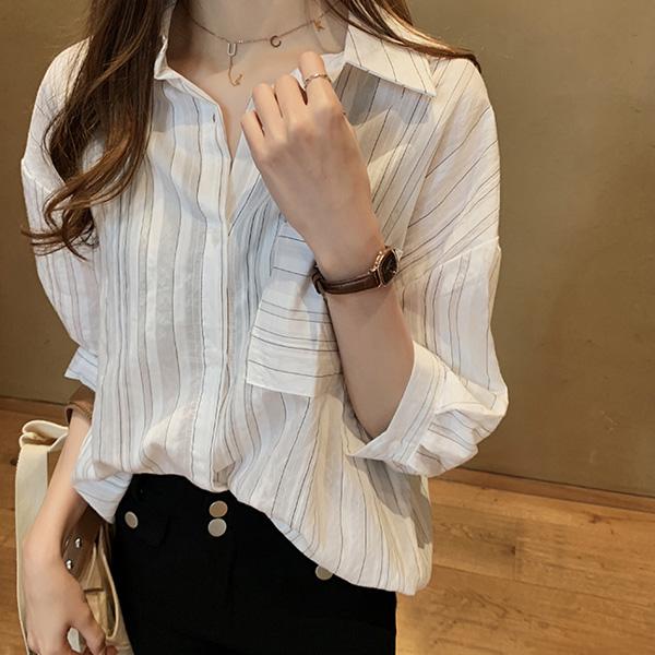 シャツ/ブラウス(長袖/七分) FLARE SHIRT WITH VEST カットソー裏地付】ジョーゼットフレア7分袖ブラウス<大きいサイズ有