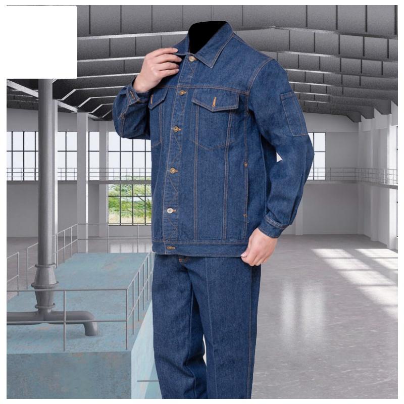 デニムブルゾン 上下セット秋冬 作業服 溶接保護ジャケットスパーク