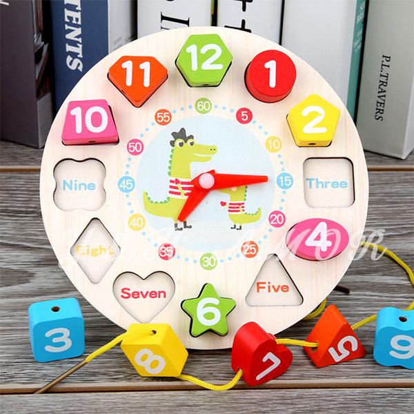 時計積木 木のおもちゃ 時計遊び クロック 積み木 形合わせ