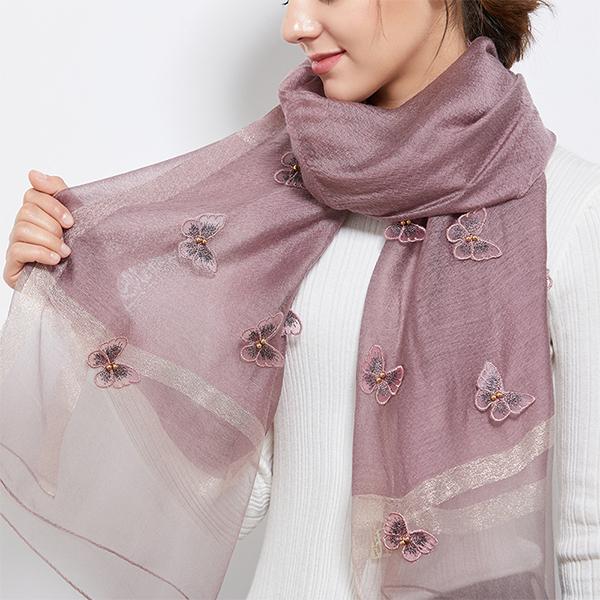 スカーフ 母の日 ギフト プレゼント 刺繍 蝶柄レディース 高級 スカーフ 母の日 ギフト プレゼント 刺繍 蝶柄レディース 高級