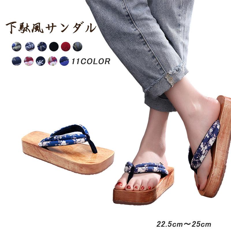 新品　完売モデル　irojikake　イロジカケ　下駄　レディース　サンダル サンダル下駄 浴衣 カジュアル桐下駄 レディース 厚底 和柄サンダル