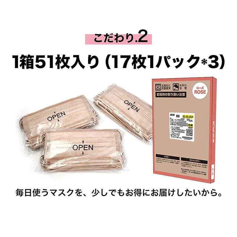 血色マスク 不織布 カラー 血色カラー マスク 51枚 両面同色 不織布 