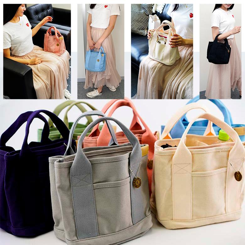 トートバッグ レディース キャンバス 仕切り ミニ 自立 マチ広 軽量