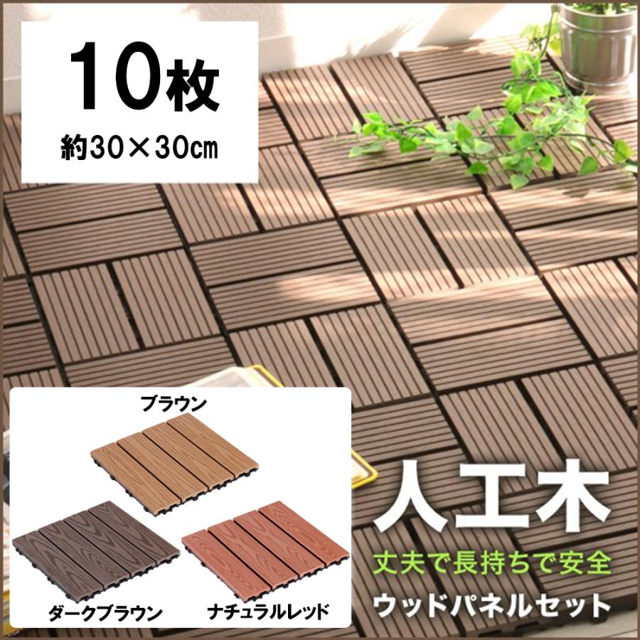 専門店では ウッドパネル 10枚セット ジョイント式 人工木 Diy ウッドデッキ おしゃれ ベランダ 庭 リノベーション リフォーム Cisama Sc Gov Br