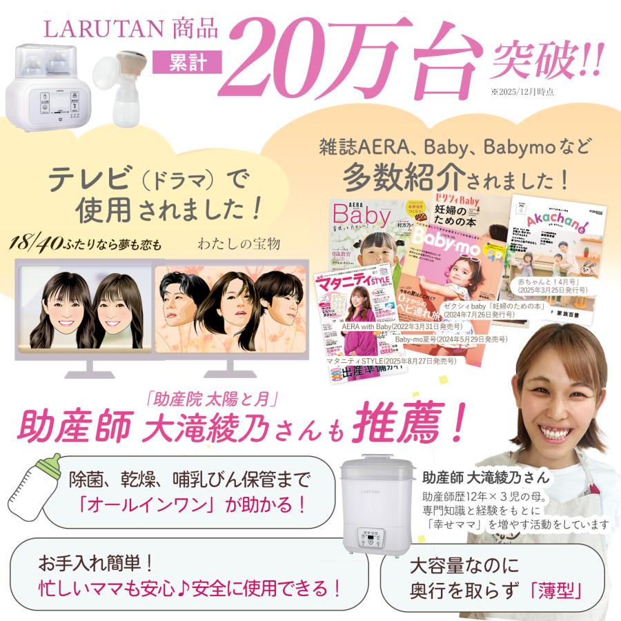 LARUTAN（ラルタン） 哺乳びん除菌乾燥機 哺乳瓶 除菌 スチーム除菌
