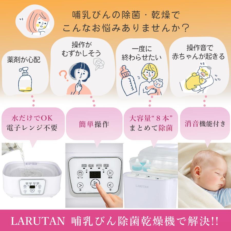 LARUTAN（ラルタン） 哺乳びん除菌乾燥機 哺乳瓶 除菌 スチーム除菌