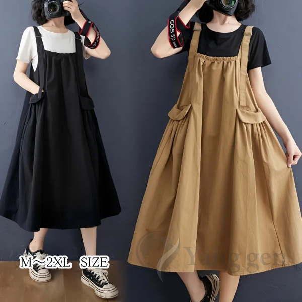 ジャンパースカート サロペット  レディース ジャンスカ ロング キャミワンピース ノースリーブ オールインワン(アパレル) | 