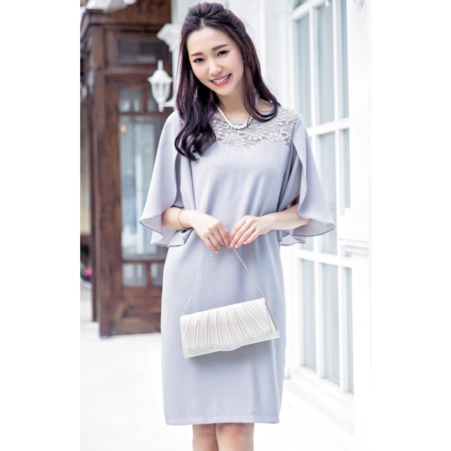 ドレス ワンピース  ドルマンスリーブ 袖スリット ミニ 胸元レース パーティードレス 結婚式 レディース   七五三 成人式 卒業式 入学式 |  | 13