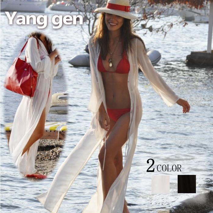 ロングカーディガン レディース  シフォン ＵＶカット サマーコーディガン  マキシ丈 水着 リゾート 羽織 | 