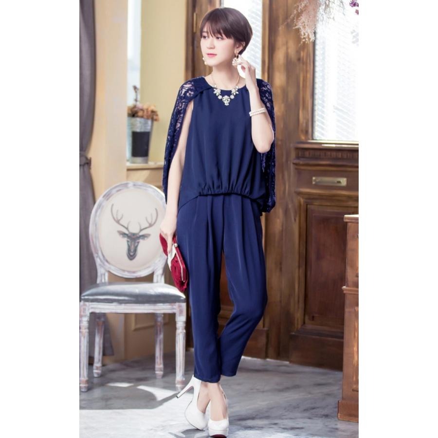 パーティードレス パンツドレス 上下セット パンツスーツ 肩レース ノースリーブ レース きれいめ レディース   七五三 成人式 卒業式 入学式 |  | 14