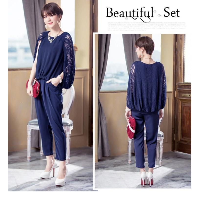 パーティードレス パンツドレス 上下セット パンツスーツ 肩レース ノースリーブ レース きれいめ レディース   七五三 成人式 卒業式 入学式 |  | 16