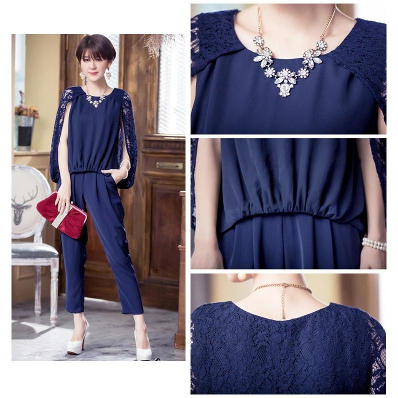 パーティードレス パンツドレス 上下セット パンツスーツ 肩レース ノースリーブ レース きれいめ レディース   七五三 成人式 卒業式 入学式 |  | 17