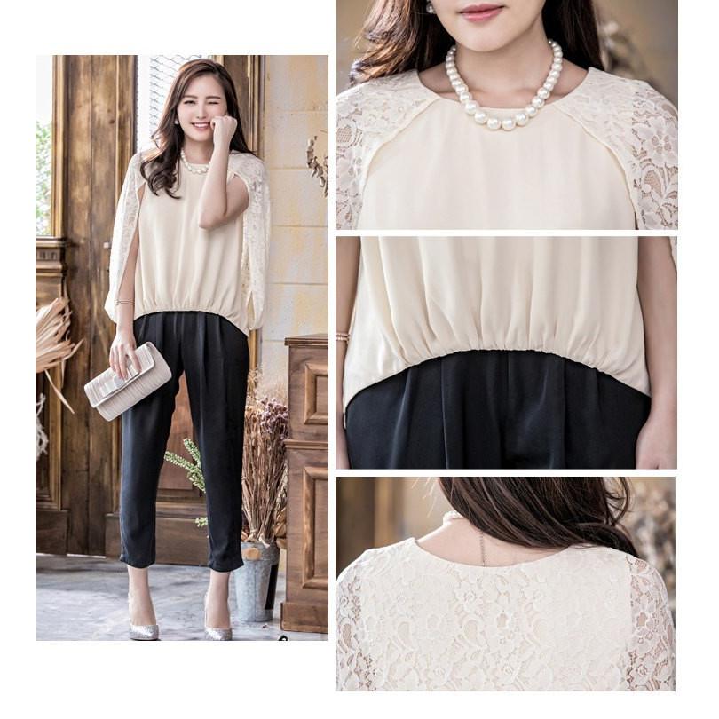 パーティードレス パンツドレス 上下セット パンツスーツ 肩レース ノースリーブ レース きれいめ レディース   七五三 成人式 卒業式 入学式 |  | 08