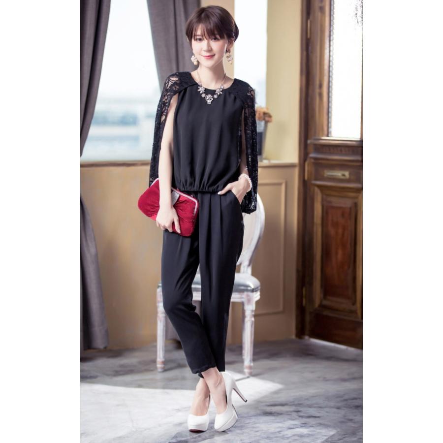 パーティードレス パンツドレス 上下セット パンツスーツ 肩レース ノースリーブ レース きれいめ レディース   七五三 成人式 卒業式 入学式 |  | 09